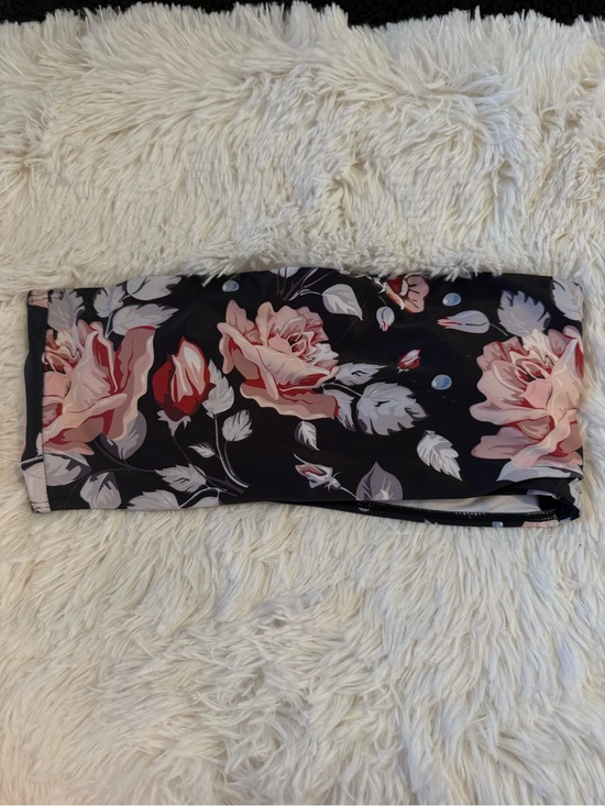 SHEIN Other - Womens Navy Floral Bandeau Tube Top Swim Swimwear Pink Rose Print Medium